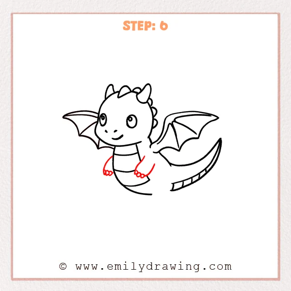 how to draw a flying dragon - Step 6